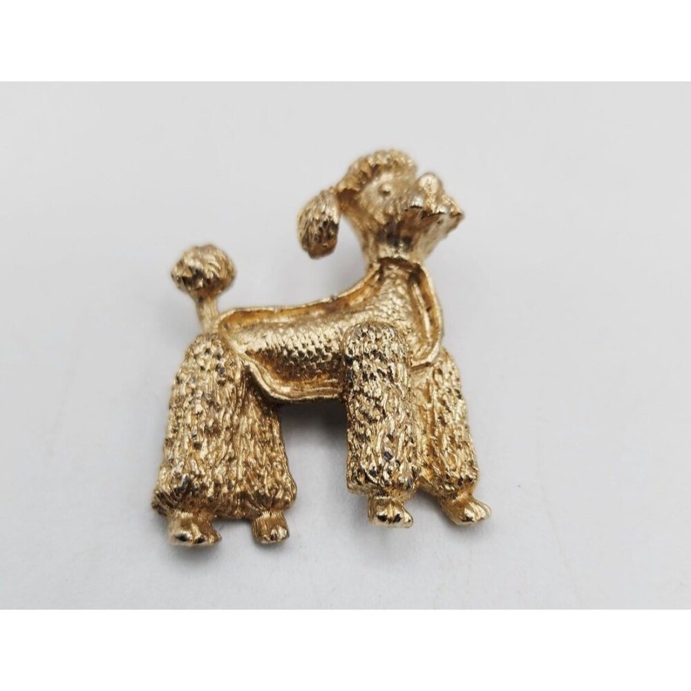 Wiesner gold-tone poodle dog brooch pin 1 1/4"